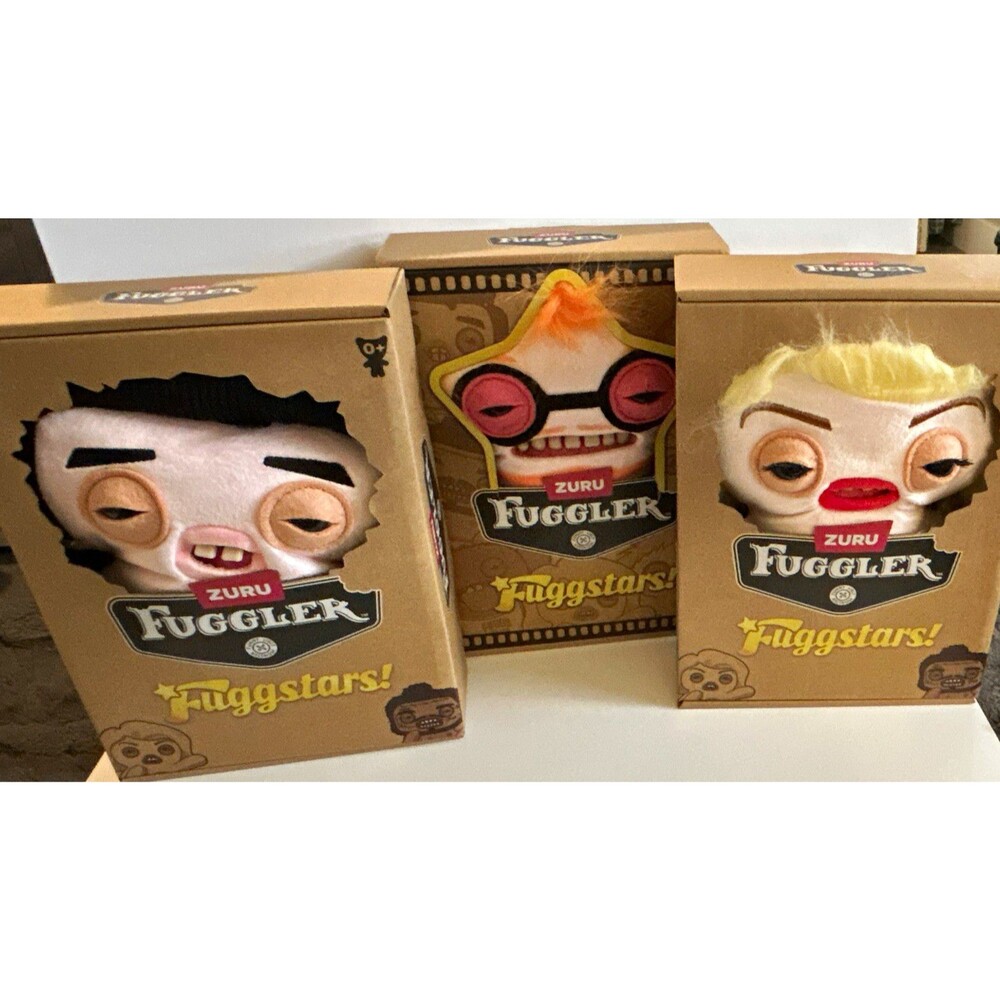 ZURU Fuggler Fuggstars Plushes 3-pack Greazee, Gunky Goober, Fleeting fartlet.